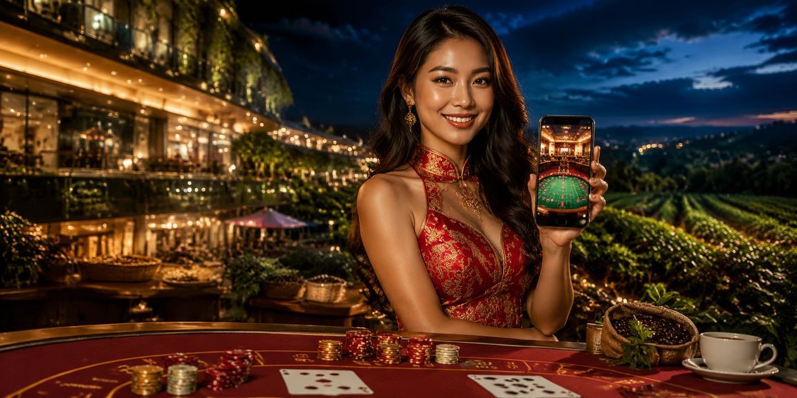 Cảnh live dealer casino ban đêm tại TP. Hồ Chí Minh với ánh đèn neon rực rỡ trên màn hình