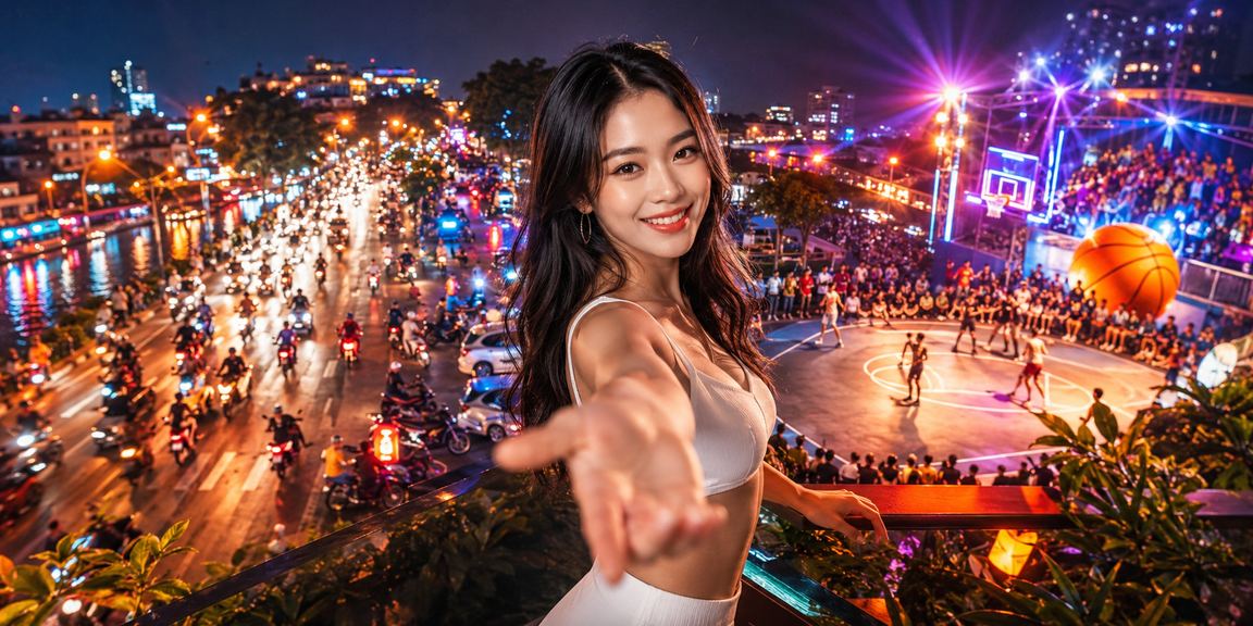 Cổ động viên xem cá cược bóng rổ tại chợ đêm Hà Nội